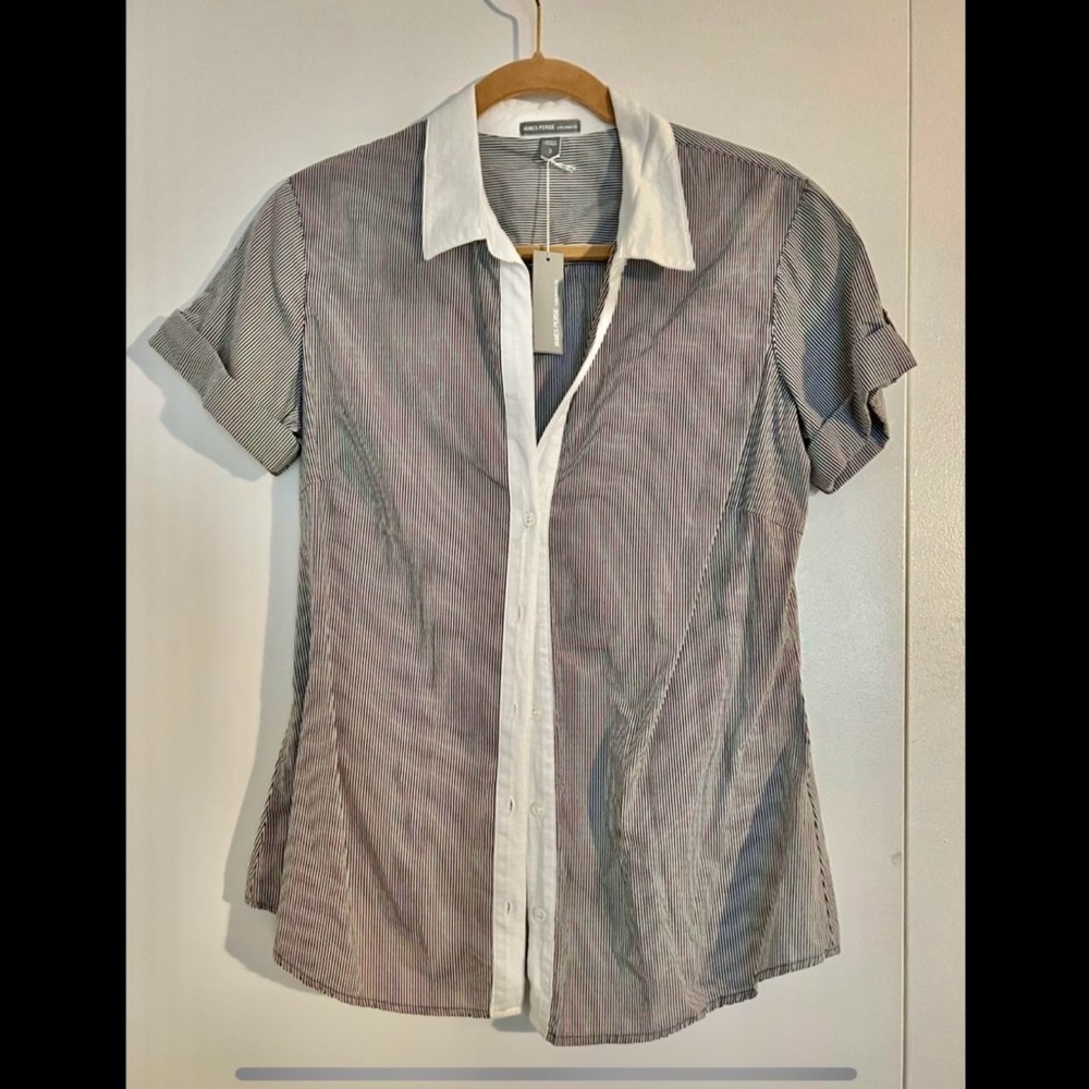 James Perse Black and White Striped Shirt